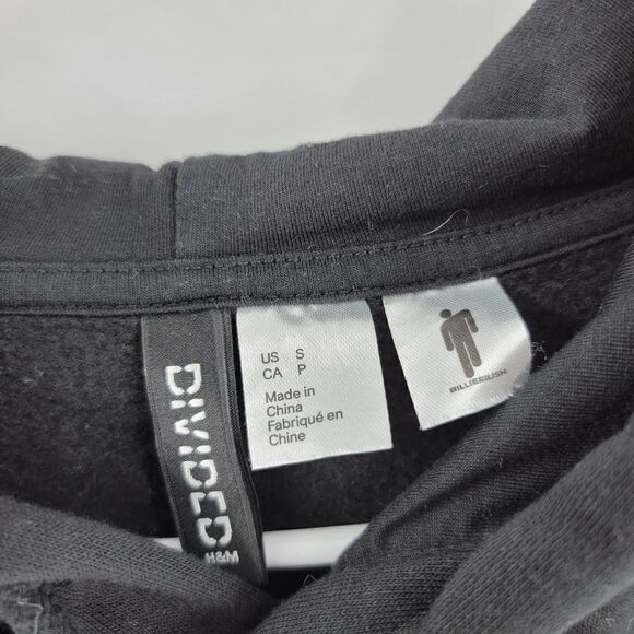 Billie Eilish black sweatshirt hoodie h&m oversized small medium - Picture 3 of 3